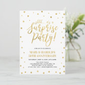 Invitation Blanc & Or | 50ème anniversaire de mariage surpris (Debout devant)