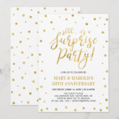 Invitation Blanc & Or | 50ème anniversaire de mariage surpris (Devant / Derrière)