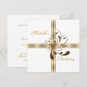 Invitation Blanc & Or Abstrait (Devant / Derrière)