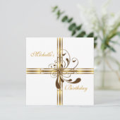 Invitation Blanc & Or Abstrait (Debout devant)