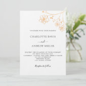 Invitation Blanc or argent floral élégant luxe mariage (Debout devant)