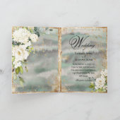 Invitation Blanc or Botanique Floral Sage Vert Mariage (Intérieur)