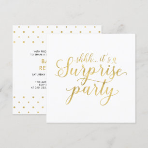 Invitation Blanc & Or   Fête de retraite moderne et surprise