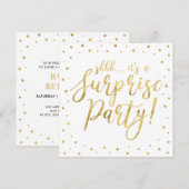 Invitation Blanc & Or | Fête de retraite moderne surprise (Devant / Derrière)