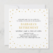Invitation Blanc & Or | Fête de retraite moderne surprise (Dos)