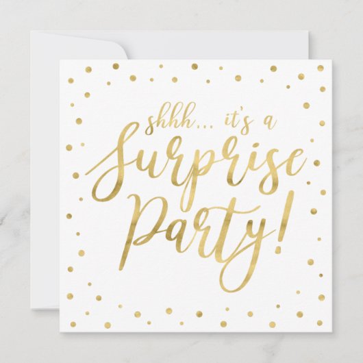 Invitation Blanc & Or | Fête de retraite moderne surprise (Devant)