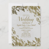 Invitation Blanc & Or Feuille Chic Rustique Moderne Mariage (Devant)