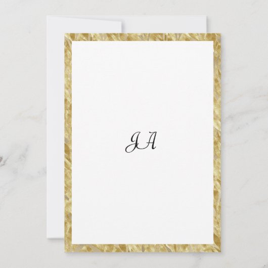 Invitation Blanc or feuille élégance florale Numéro de tablea (Dos)