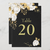 Invitation blanc or fleurs noir tableau (Devant / Derrière)
