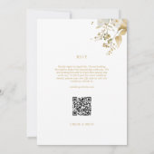Invitation Blanc & Or Floral Folial Aquarelle Mariage QR (Dos)