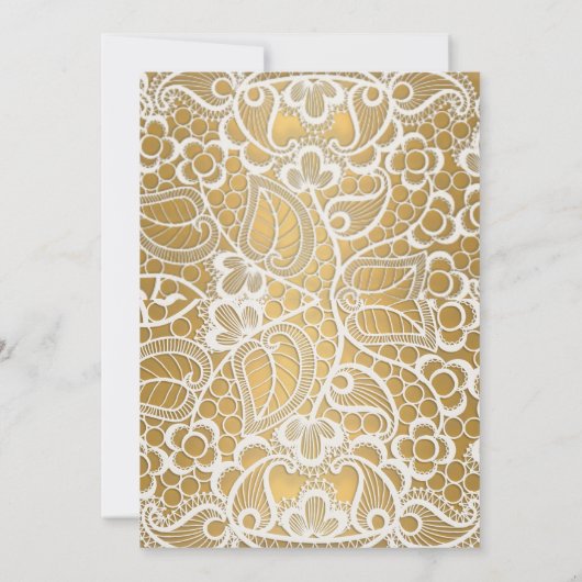 INVITATION BLANC OR LACE OR TRIM ÉLÉGANT ANNIVERSAIRE (Dos)