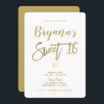 Invitation Blanc & Or Moderne Minimal Chic Sweet 16<br><div class="desc">Personnaliser pour tout événement</div>