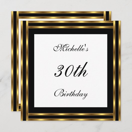 Invitation Blanc Or Noir (Devant / Derrière)