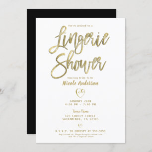 Invitation Blanc Or Noir moderne Chic Lingerie Douche