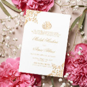 Invitation Blanc & Or Oriental Motif islamique Mariage musulm