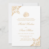 Invitation Blanc & Or Oriental Motif islamique Mariage musulm (Devant)