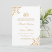 Invitation Blanc & Or Oriental Motif islamique Mariage musulm (Debout devant)