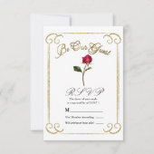 Invitation Blanc & Or Rose Rouge Beauté Mariage RSVP Réponse (Devant)