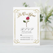 Invitation Blanc & Or Rose Rouge Beauté Mariage RSVP Réponse (Debout devant)