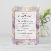 Invitation Blanc Or violet bleu féministe Floral (Debout devant)