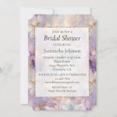 Invitation Blanc Or violet bleu féministe Floral (Devant)