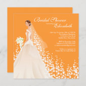 Invitation Blanc orange de jeune mariée d'invitation chique (Devant / Derrière)