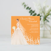 Invitation Blanc orange de jeune mariée d'invitation chique (Debout devant)