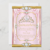 Invitation blanc Quinceanera en soie rose or (Devant)