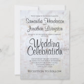 Invitation Blanc Reflet Peony Flowers & Hearts Mariage (Devant)