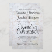 Invitation Blanc Reflet Peony Flowers & Hearts Mariage (Devant / Derrière)