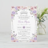 Invitation Blanc rose clair Lilac blanc Floral Argent Quincea (Debout devant)