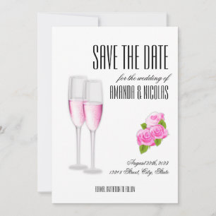 Invitation Blanc rose élégant moderne Économisez la date de m