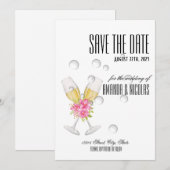 Invitation Blanc rose élégant moderne Save The Date Mariage I (Devant / Derrière)