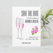 Invitation Blanc rose élégant moderne Save The Date Mariage I (Debout devant)