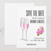 Invitation Blanc rose élégant moderne Save The Date Mariage I (Devant / Derrière)