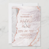 Invitation Blanc & Rose Gold Agate Marbre Foil Mariage modern (Devant)