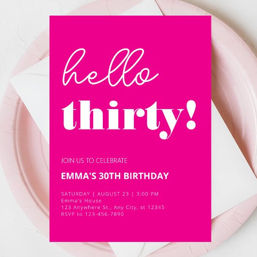 Invitation Blanc rose moderne 30e anniversaire