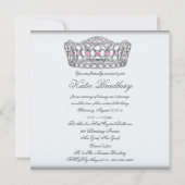 Invitation Blanc rose Tiara blanc sucré 16 Party (Dos)