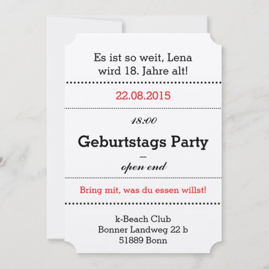 Invitation blanc rouge (Dos)