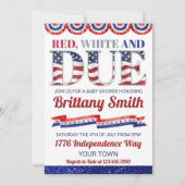 Invitation Blanc Rouge Et 4 juillet Dû (Devant)