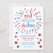 Invitation Blanc rouge et Baby shower dû (Devant)