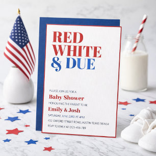 Invitation Blanc rouge et Baby shower du 4 juillet