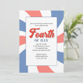 Invitation Blanc rouge et bleu 4 juillet (Debout devant)