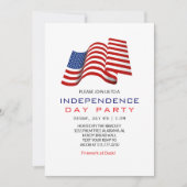 Invitation Blanc rouge et bleu 4 juillet Fête de l'Indépendan (Devant)