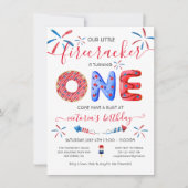 Invitation Blanc rouge et bleu 4 juillet premier anniversaire (Devant)