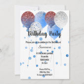 INVITATION BLANC ROUGE ET BLEUE BALLON D'ANNIVERSAIRE BLANC S (Devant)