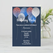 INVITATION BLANC ROUGE ET BLEUE MARINE BALLON D'ANNIVERSAIRE (Debout devant)