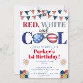 Invitation Blanc rouge et Cool 4 juillet Anniversaire (Devant)
