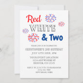 Invitation Blanc rouge et deux 2e anniversaire (Devant)
