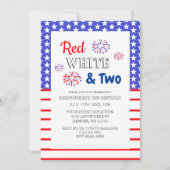 Invitation Blanc rouge et deux 2e anniversaire (Devant)